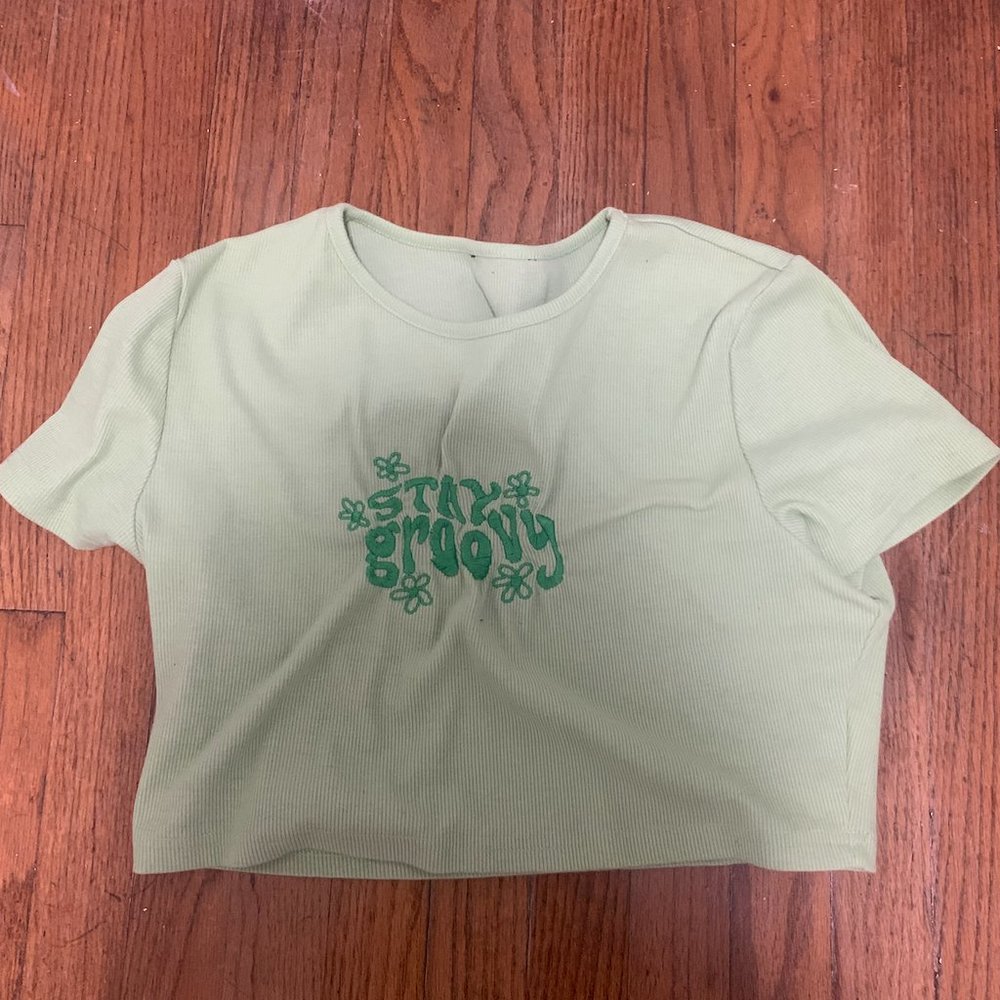 Stay Groovy green crop top